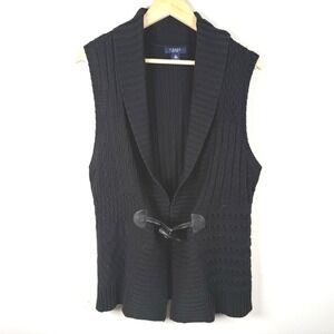 Chaps Ladies Black Textured‎ Knit Cotton Blend Sweater Vest 90s/Y2K Size XL